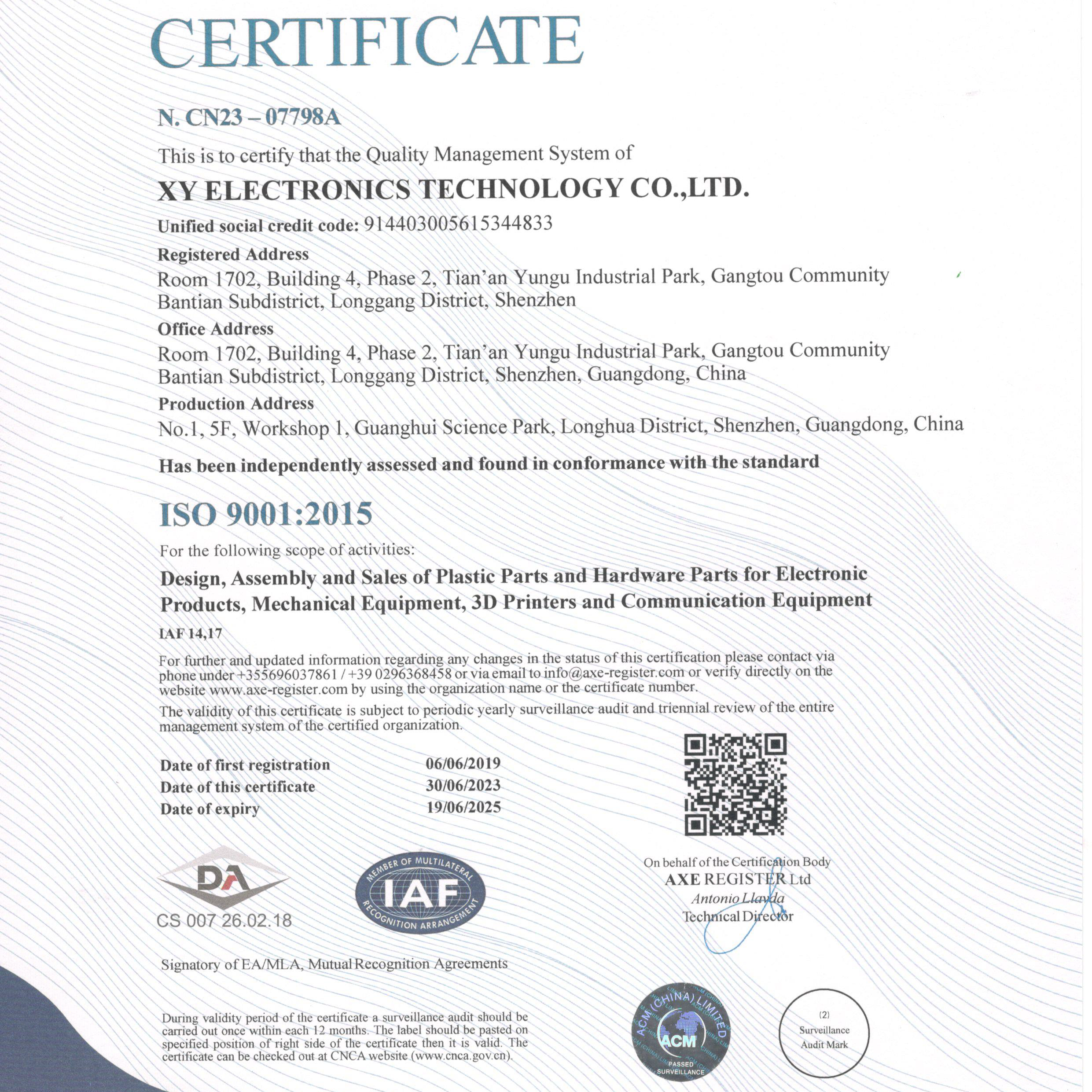 ISO 9001:2015 Certified China Ultra-Precision 1 Micron CNC Machining and Die Casting Factory XY Global